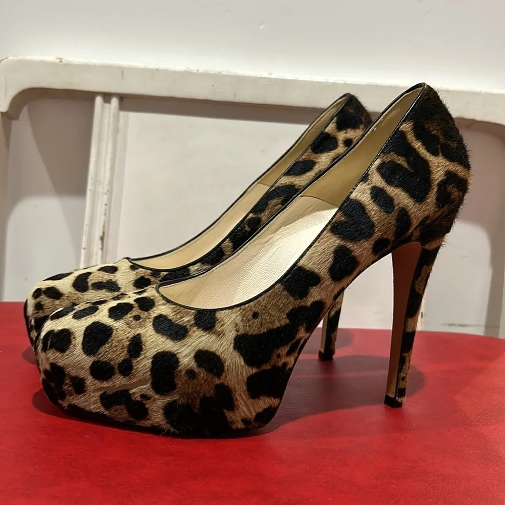Brian Atwood Ponyhair Animal Print Pumps size 39